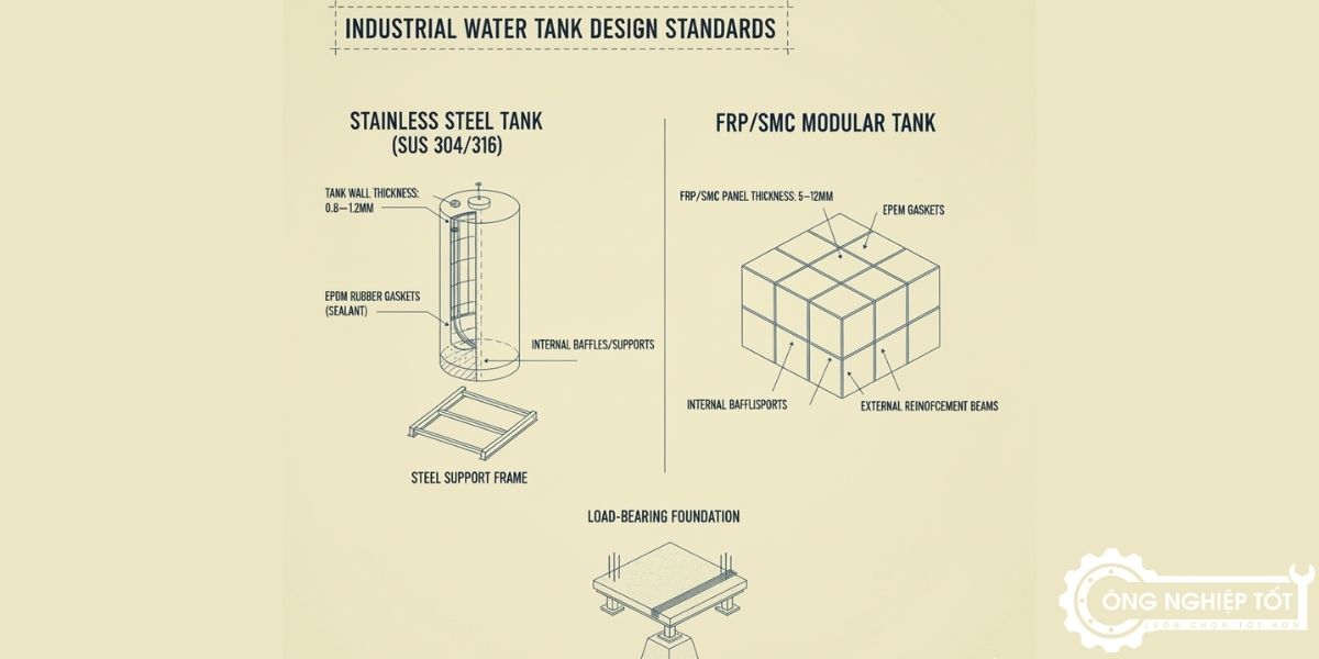 Tiêu chuẩn thiết kế bồn nước công nghiệp